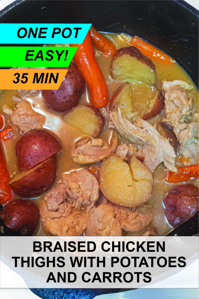 Pinterest image for this super easy one pot boneless chicken thigh recipie 