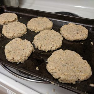 uncooked garbanzo bean patties