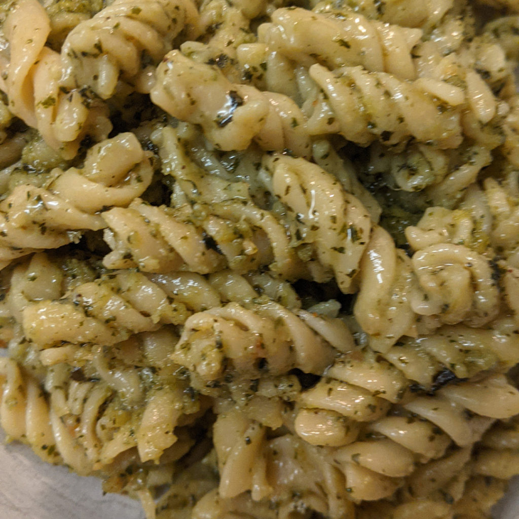 DeLallo pesto sauce on pasta