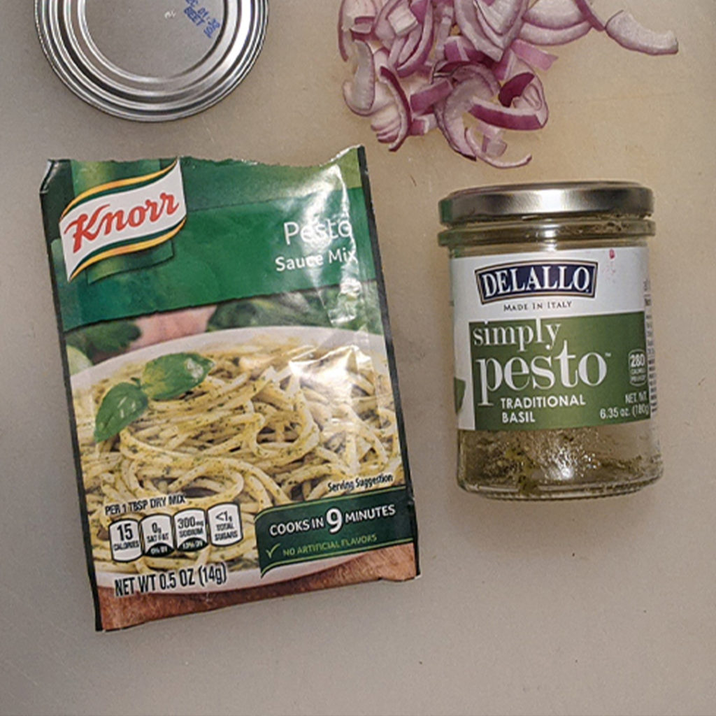 Knorr powdered pesto sauce vs DeLallo jarred pesto sauce