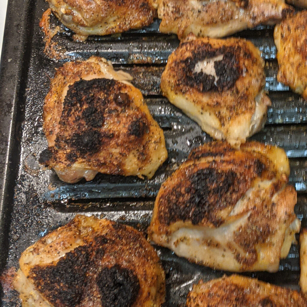 Super crispy oven baked chicken thighs