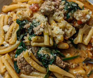 Instant Pot Creamy Tomato Pasta with Ground Turkey and spinach