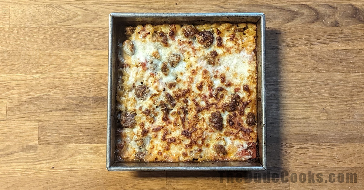 one pan toaster oven pasta bake square
