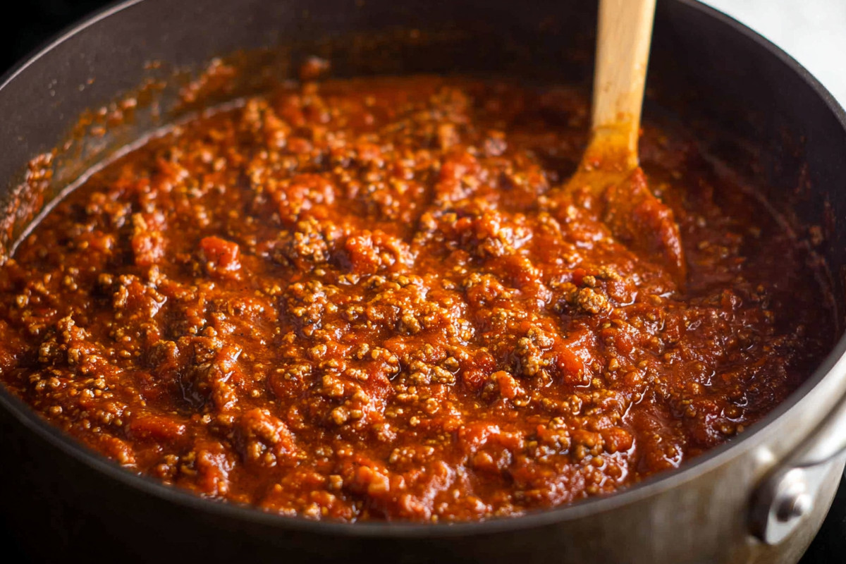 American meat sauce for spaghetti. A weeknight favorite.