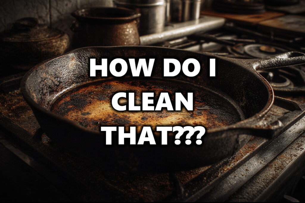 Tools for cleaning a cast iron pan