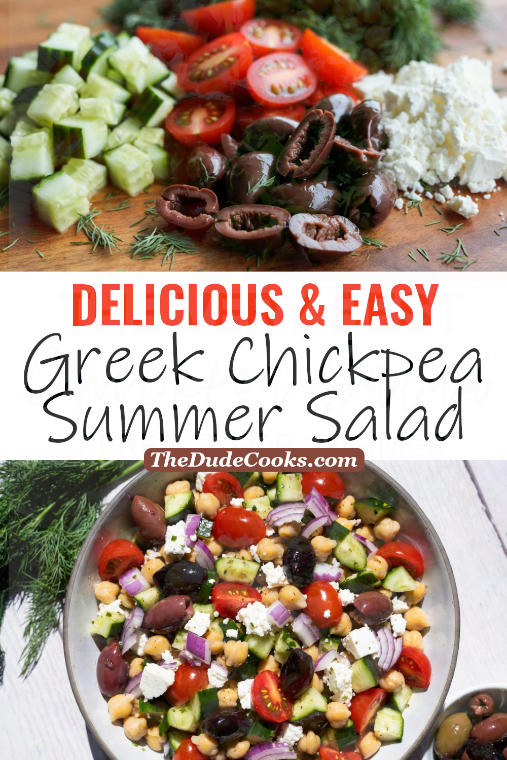 greek chickpea salad for summer pinterest image