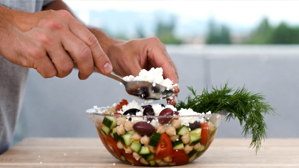 greek chickpea salad with feta cheese