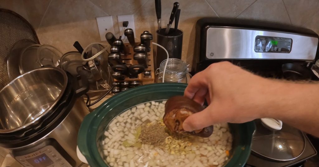 adding ham hocks to the soup